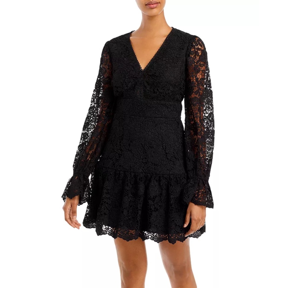 Aqua Lace Black Mini Dress With Altered O Ring